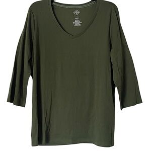 St. John's Bay Green 3/4 Sleeve Relaxed Blouse